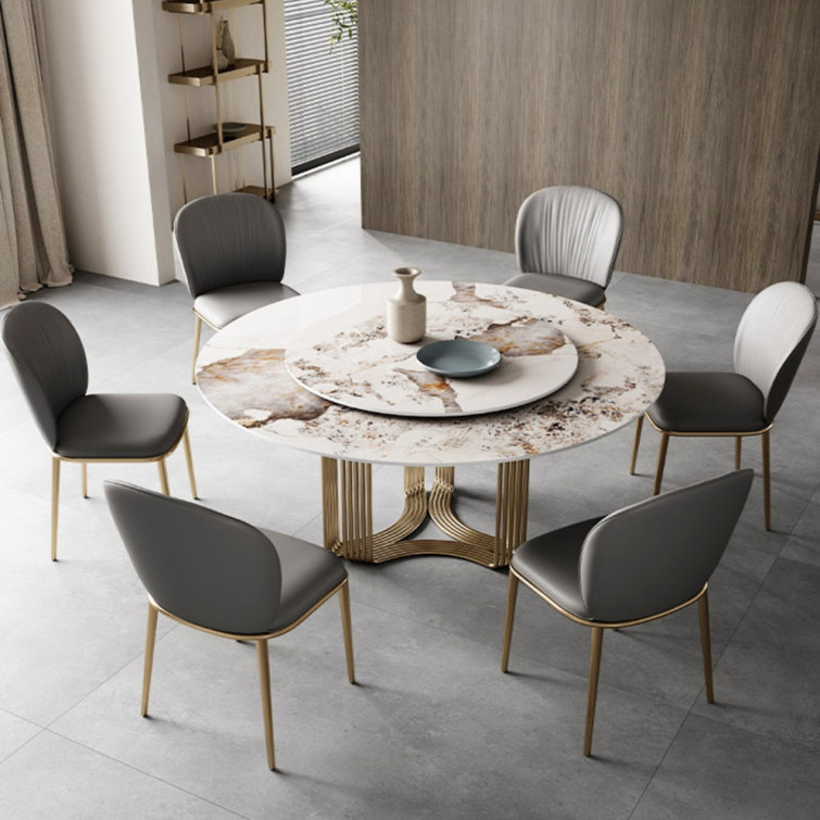 Luxury round discount dining table set